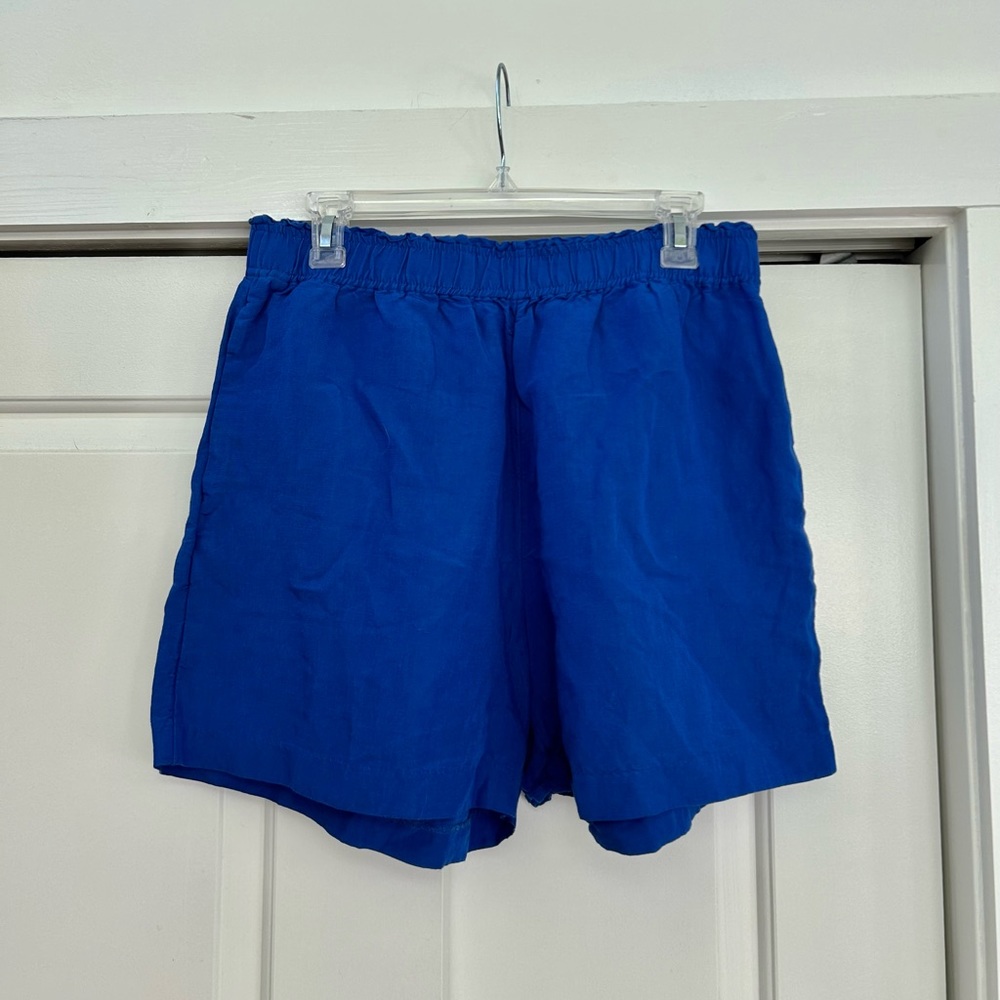 H&M Linen Blend Cobalt Blue Shorts - Size M